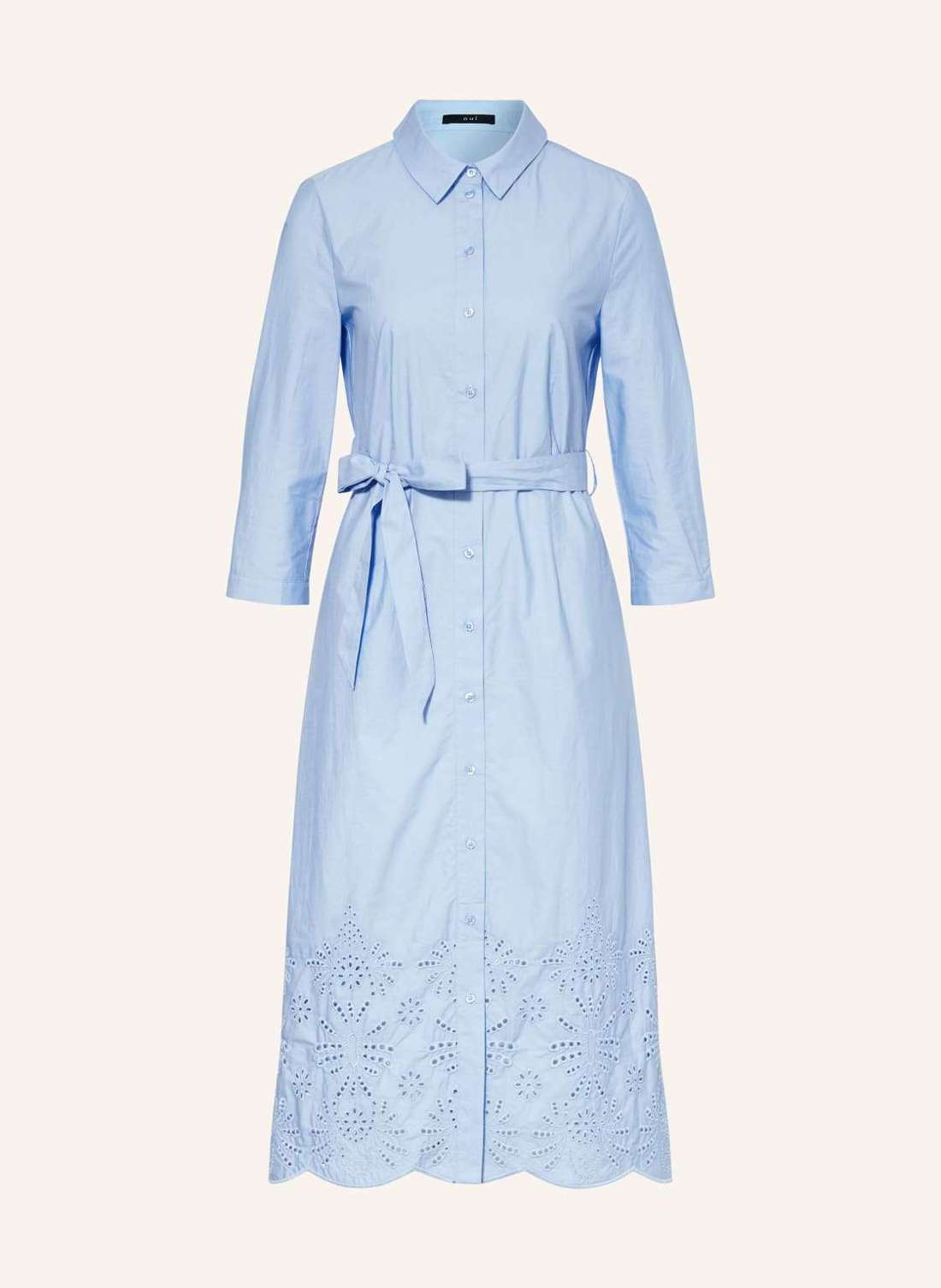 Платье-рубашка с рукавами 3/4 и кружевом с люверсами