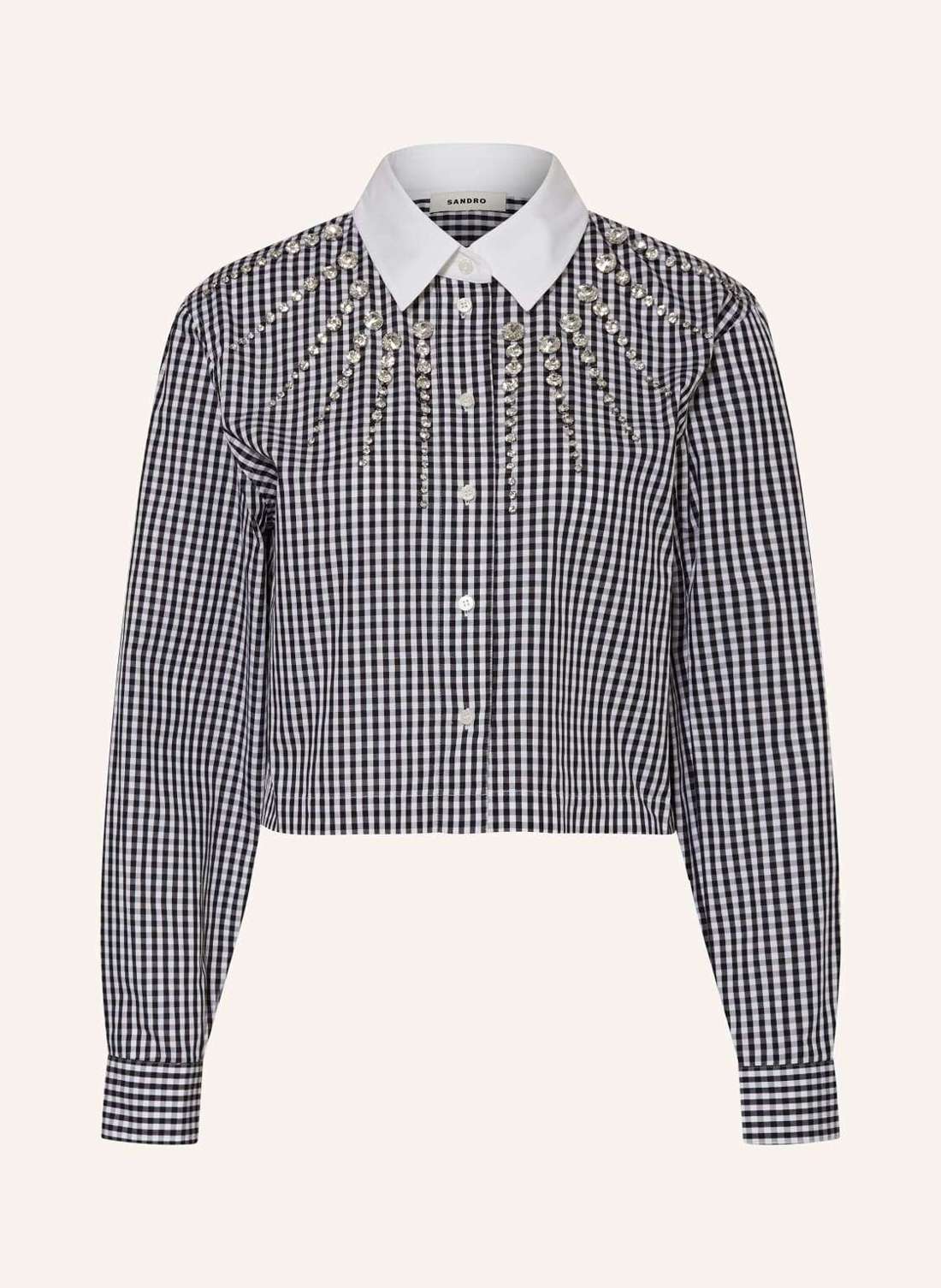 Укороченная блузка-рубашка с драгоценными камнями