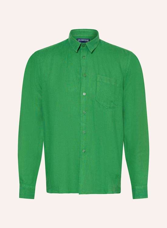 Льняная рубашка узкого кроя