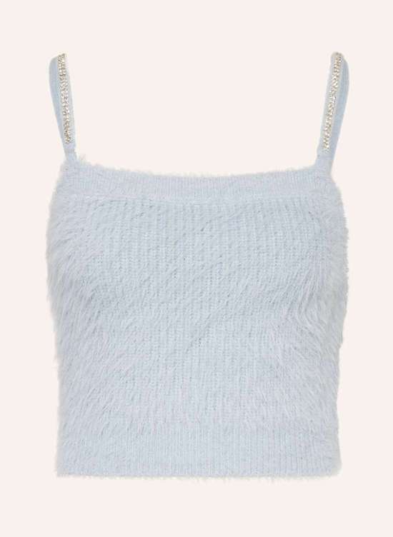 Укороченный вязаный топ с драгоценными камнями KEYLA