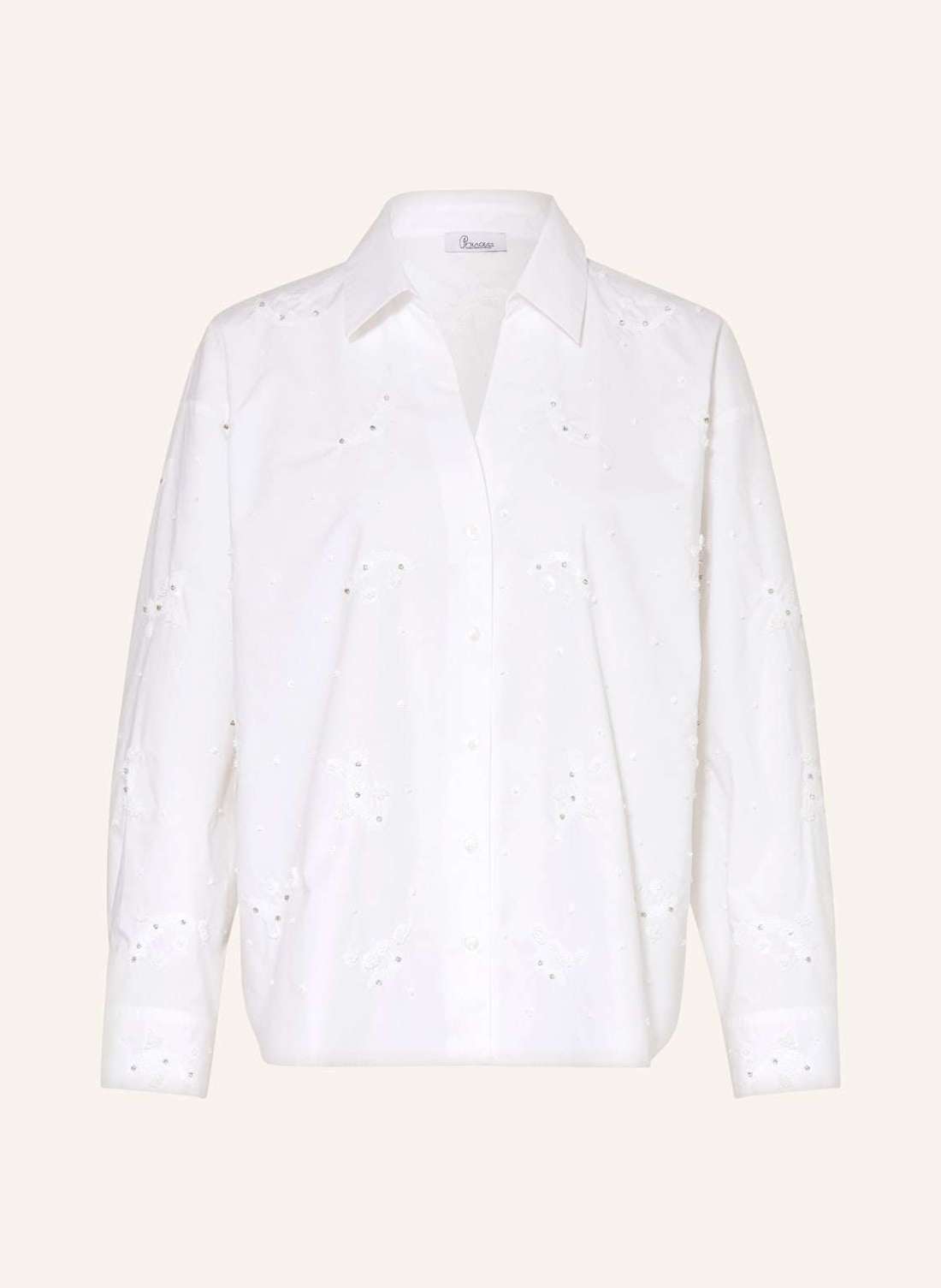 Блузка-рубашка с пайетками и драгоценными камнями