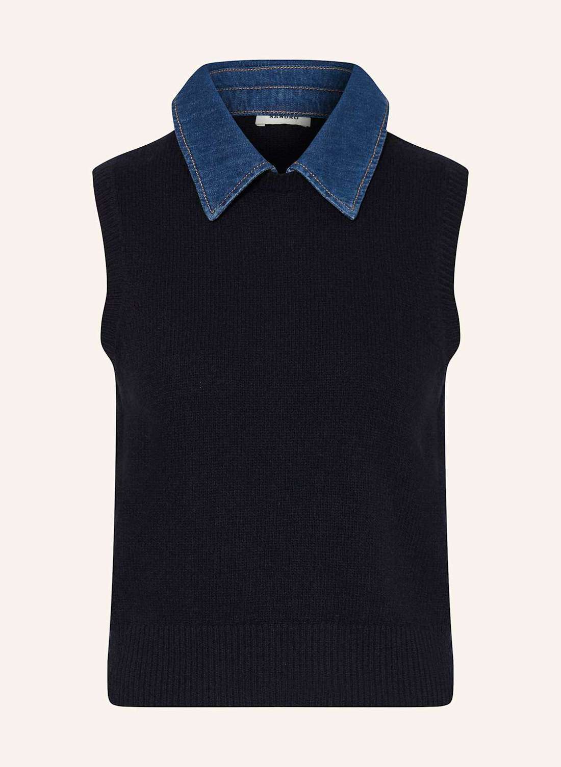 Жилет-свитер со съемным воротником