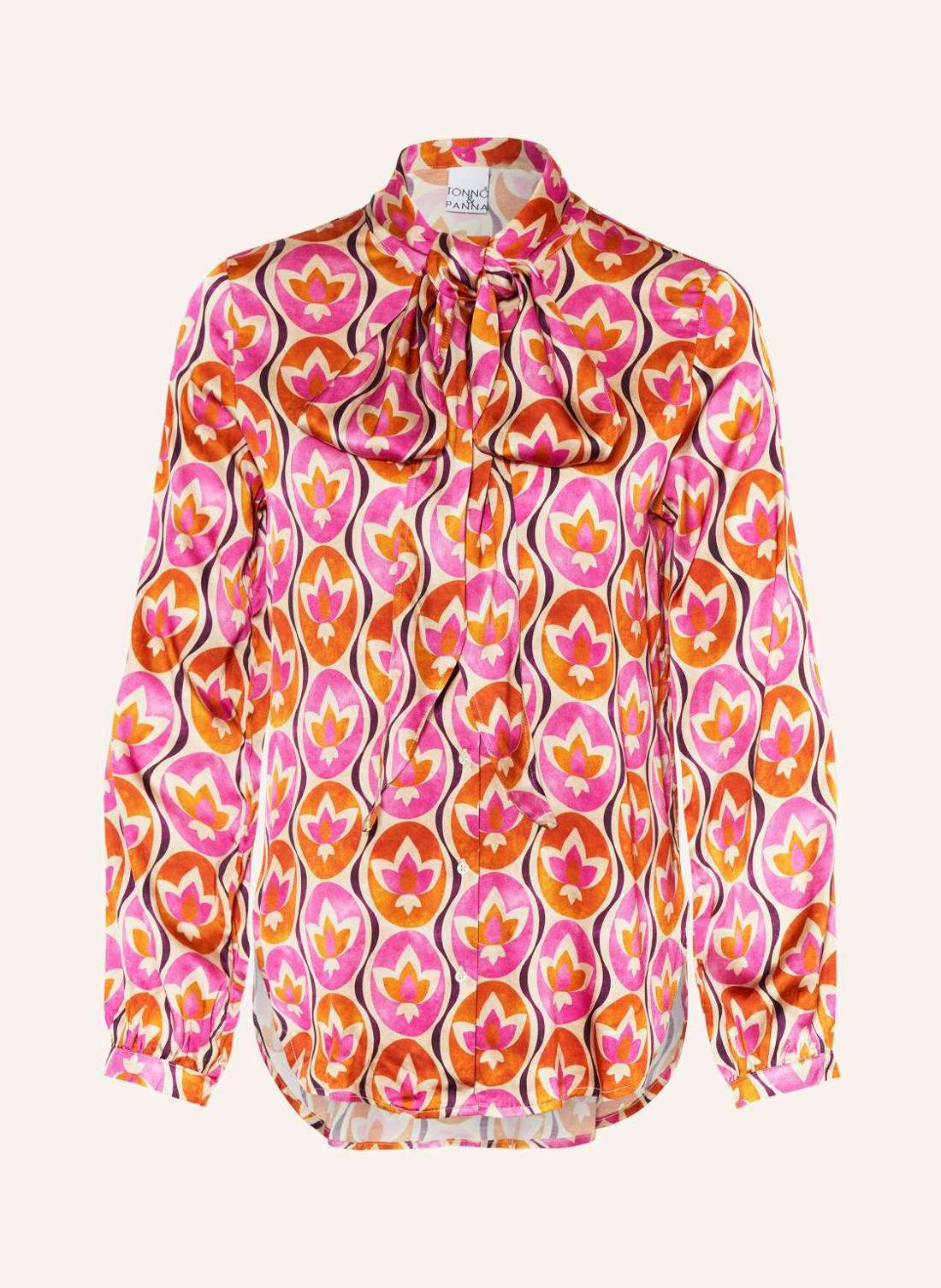 Атласная блузка со съемным бантом