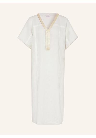 Льняная туника с декоративными бусинами THE WHITE COLLECTION