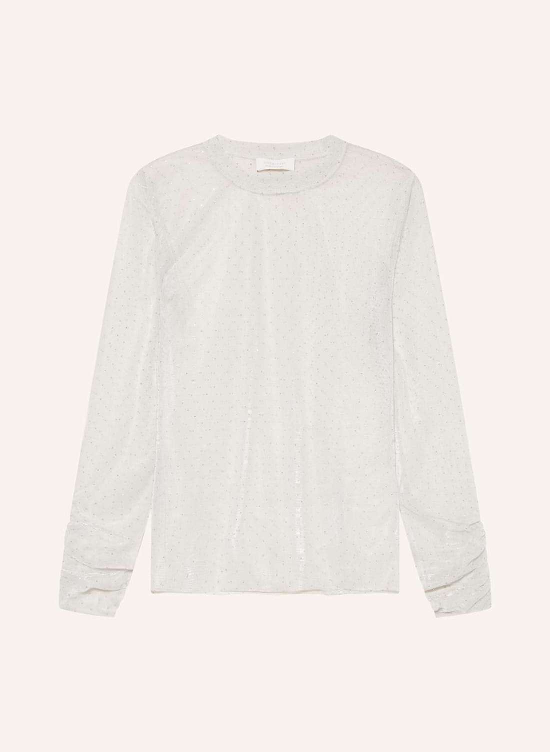 Лонгслив из сетки с драгоценными камнями.