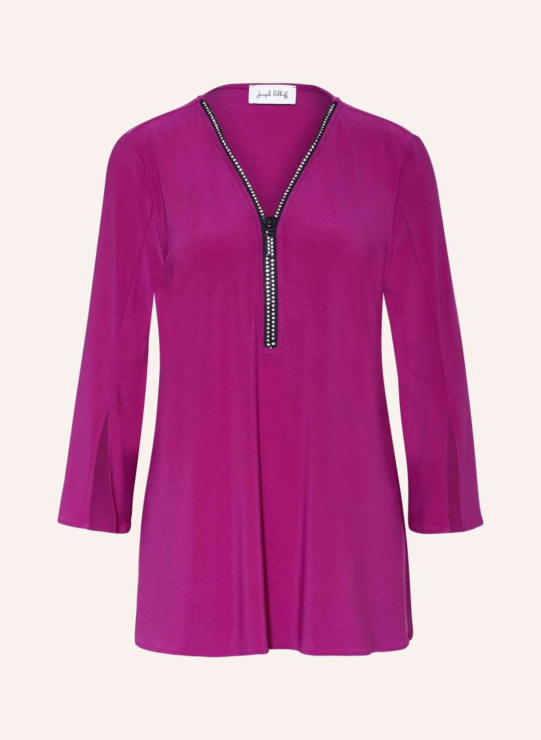 Блузка-рубашка с рукавами 3/4 и драгоценными камнями