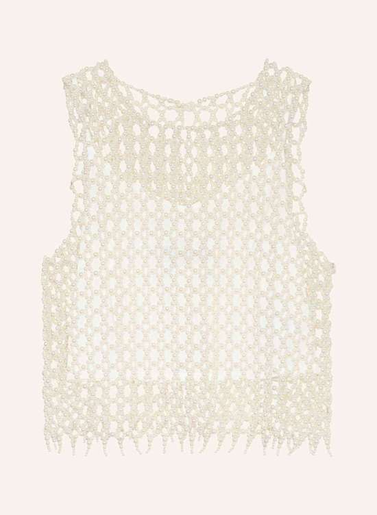 Укороченный топ с декоративными бусинами