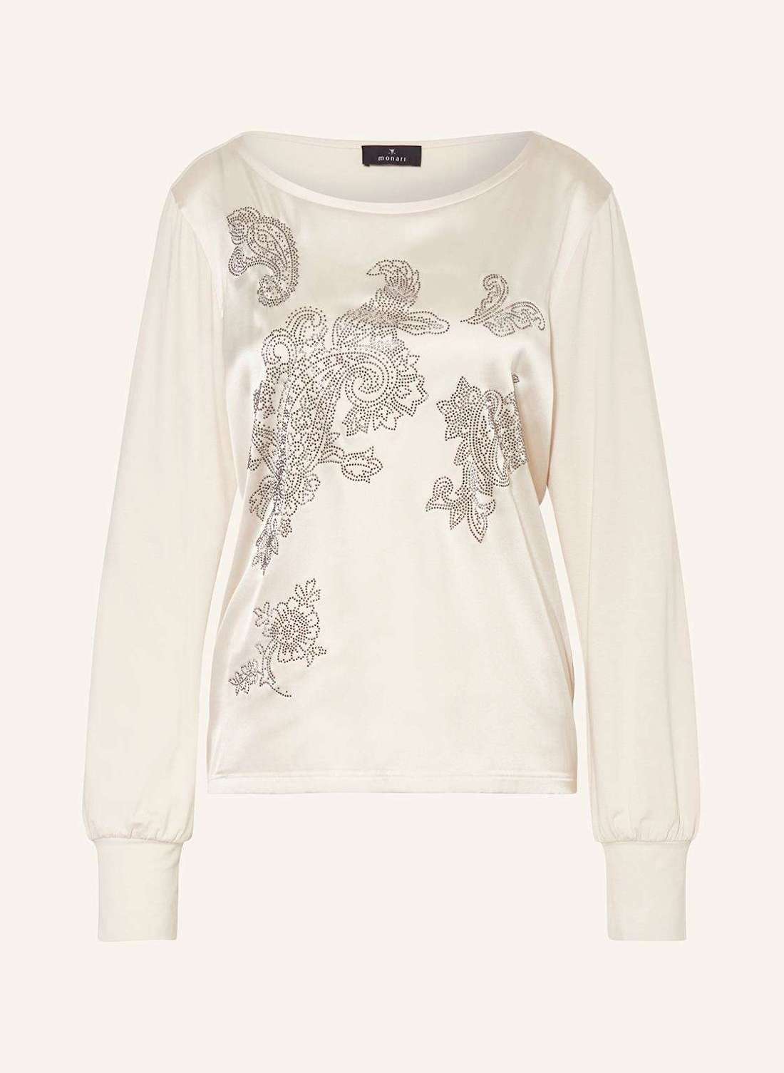 Блузка-рубашка из микса материалов с драгоценными камнями