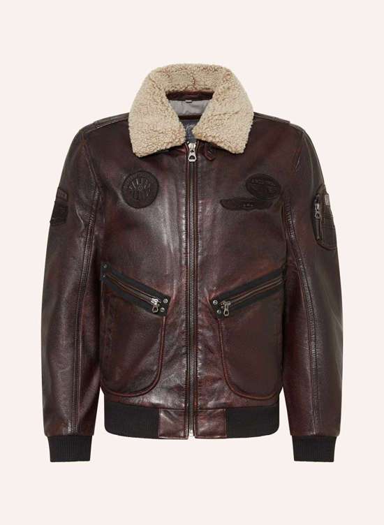 Кожаная куртка со съемным воротником GMSTARPILOT