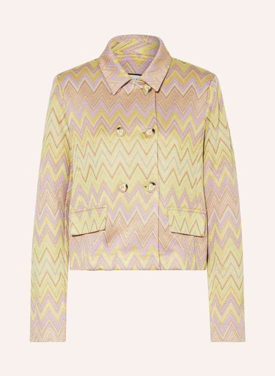 Жакет свободного кроя из трикотажа с блестящей пряжей.
