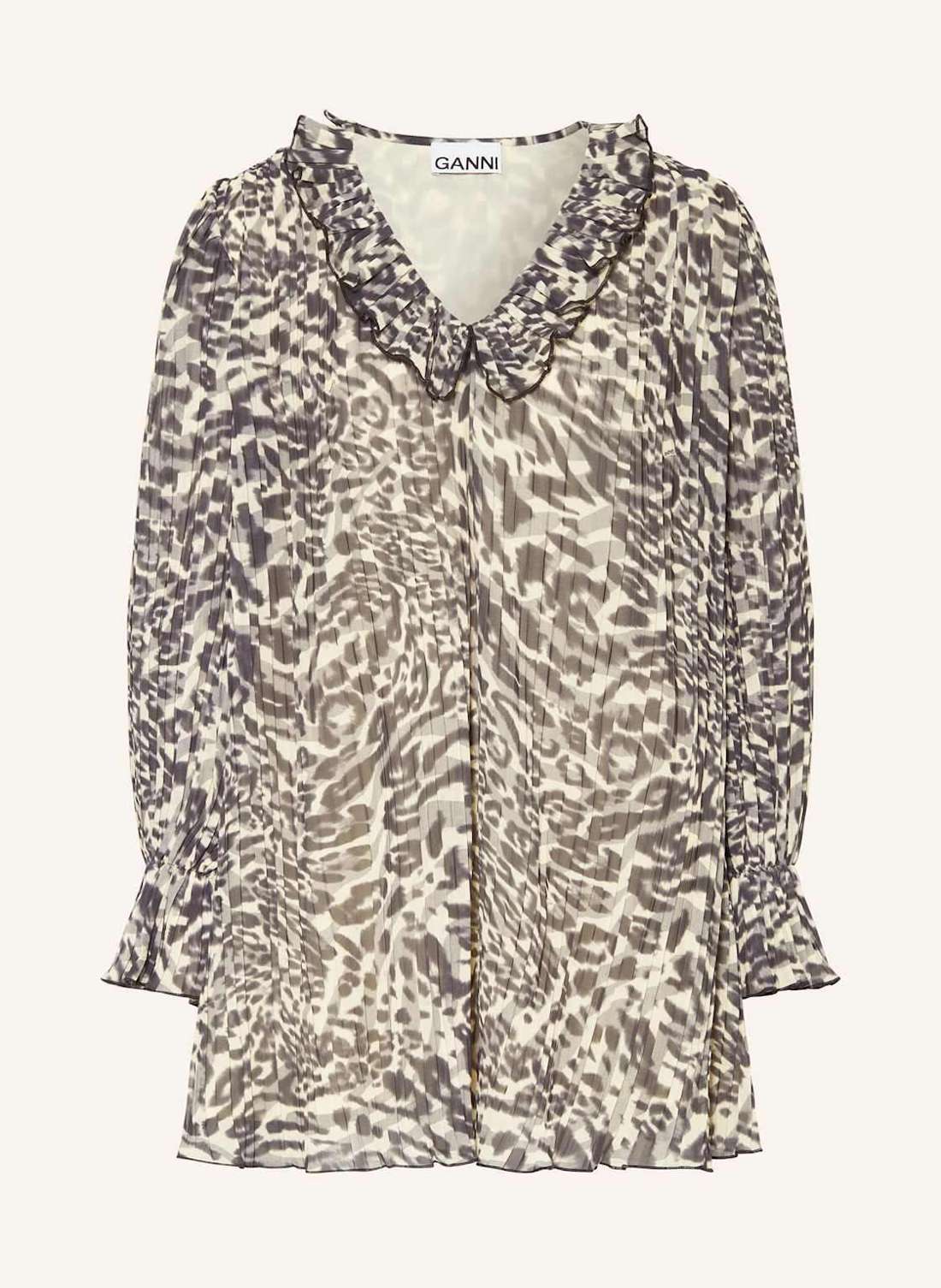 Плиссированное платье с рюшами