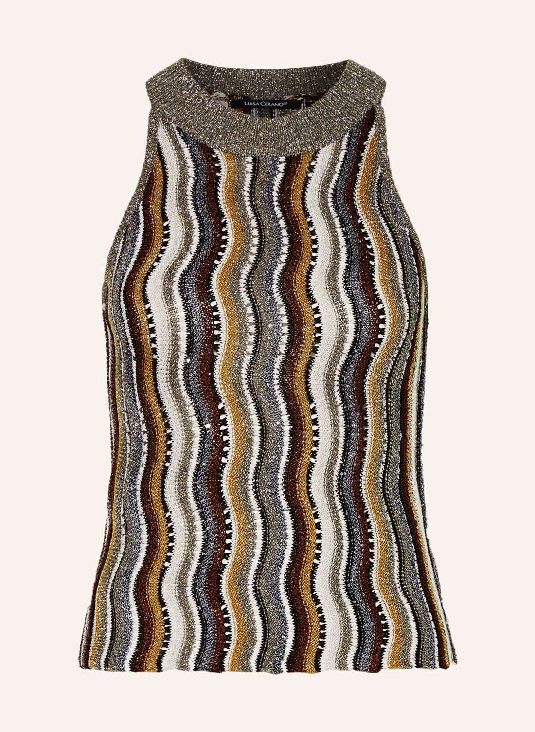 Вязаный топ с блестками и пайетками.