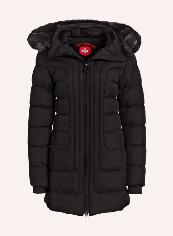 Стеганое пальто с отделкой из искусственного меха BELVITESSE