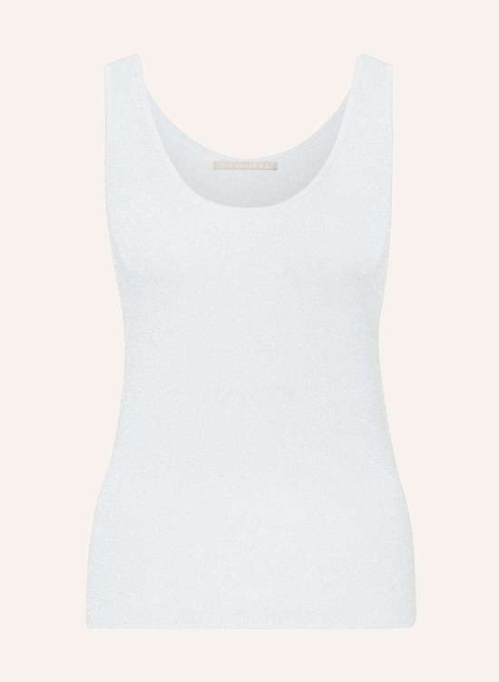 Вязаный топ из блестящей пряжи