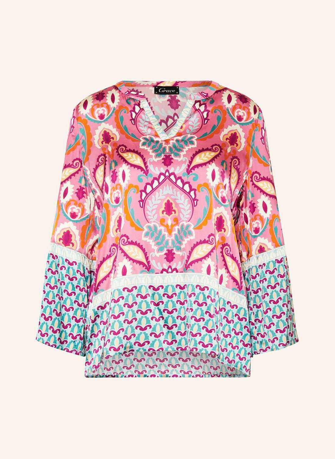 Атласная блузка-рубашка