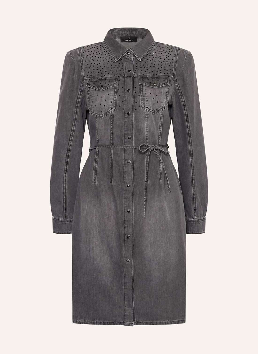 Джинсовое платье с драгоценными камнями