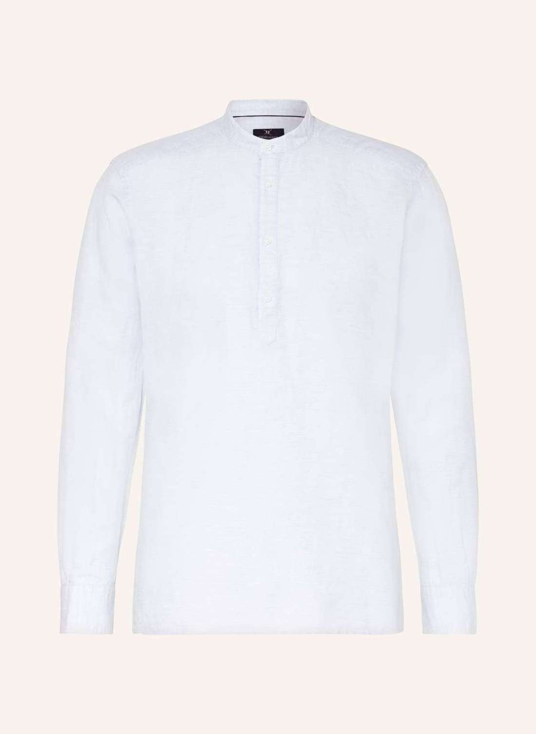 Рубашка стандартного кроя с воротником стойкой и льном