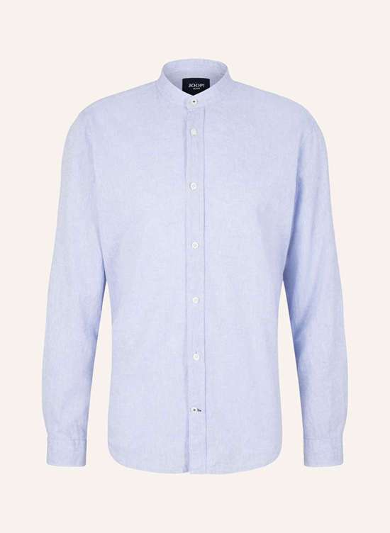 Рубашка приталенного кроя с воротником стойкой и льном HEDDE