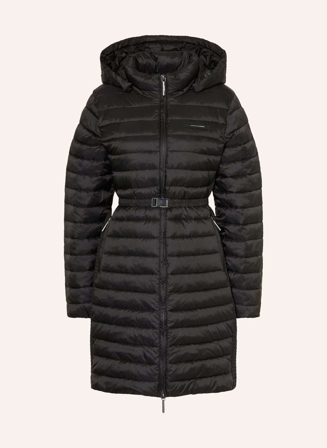 Стеганое пальто со съемным капюшоном