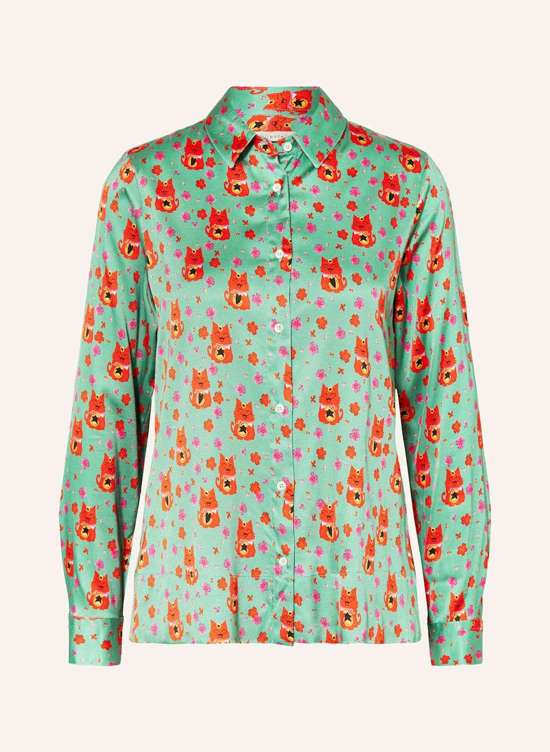 Атласная блузка-рубашка