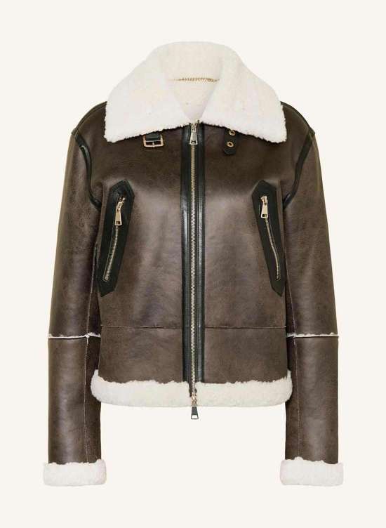 Кожаная куртка с мехом тедди
