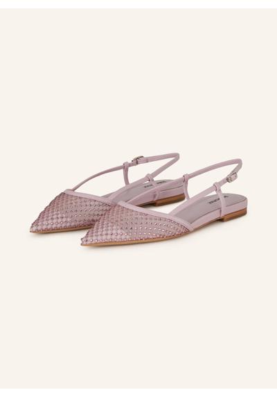 Балетки с пяткой на пятке, украшенные драгоценными камнями ZAPATOS PLANOS