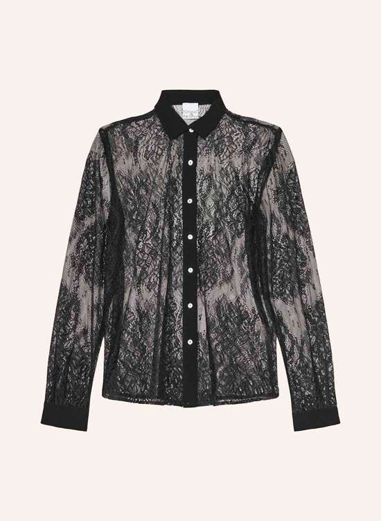 Блузка-рубашка из кружева с люверсами