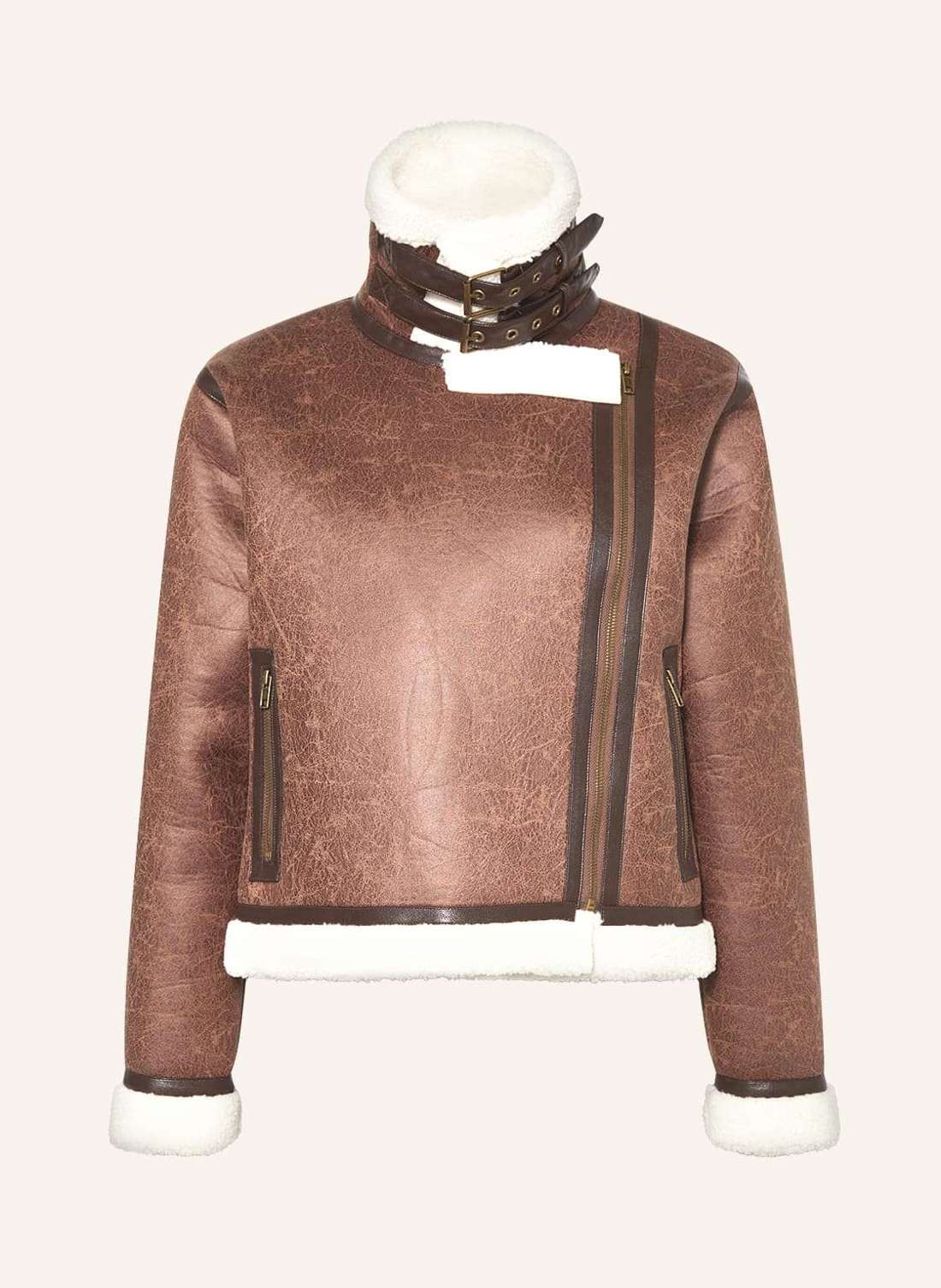 Кожаная куртка с мехом тедди SADIE