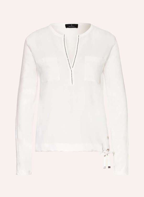 Блузка-рубашка из микса материалов с драгоценными камнями