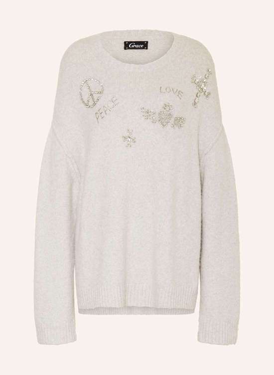 Свитер оверсайз с альпакой и драгоценными камнями