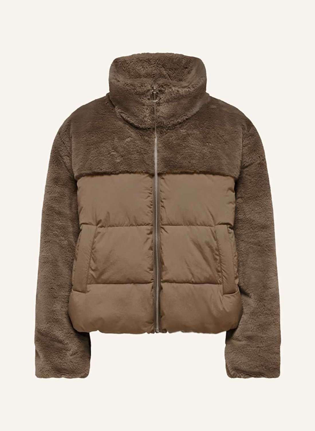 Стеганая куртка из смеси материалов с искусственным мехом