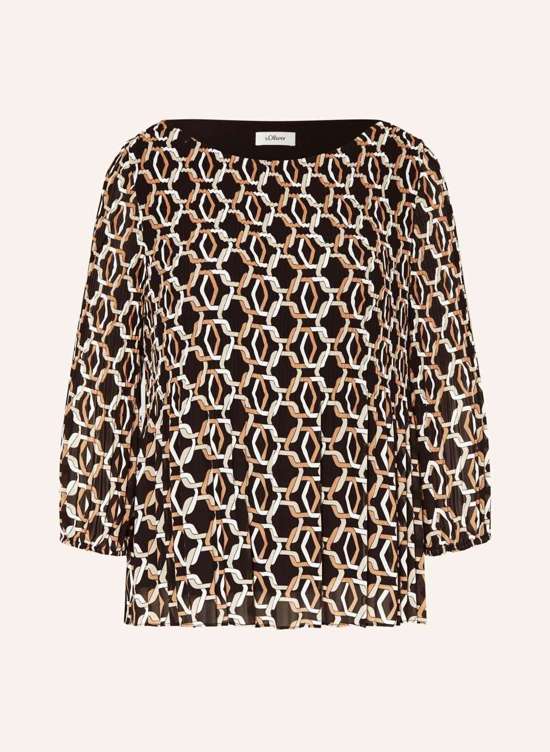 Блуза-рубашка со складками и рукавами 3/4