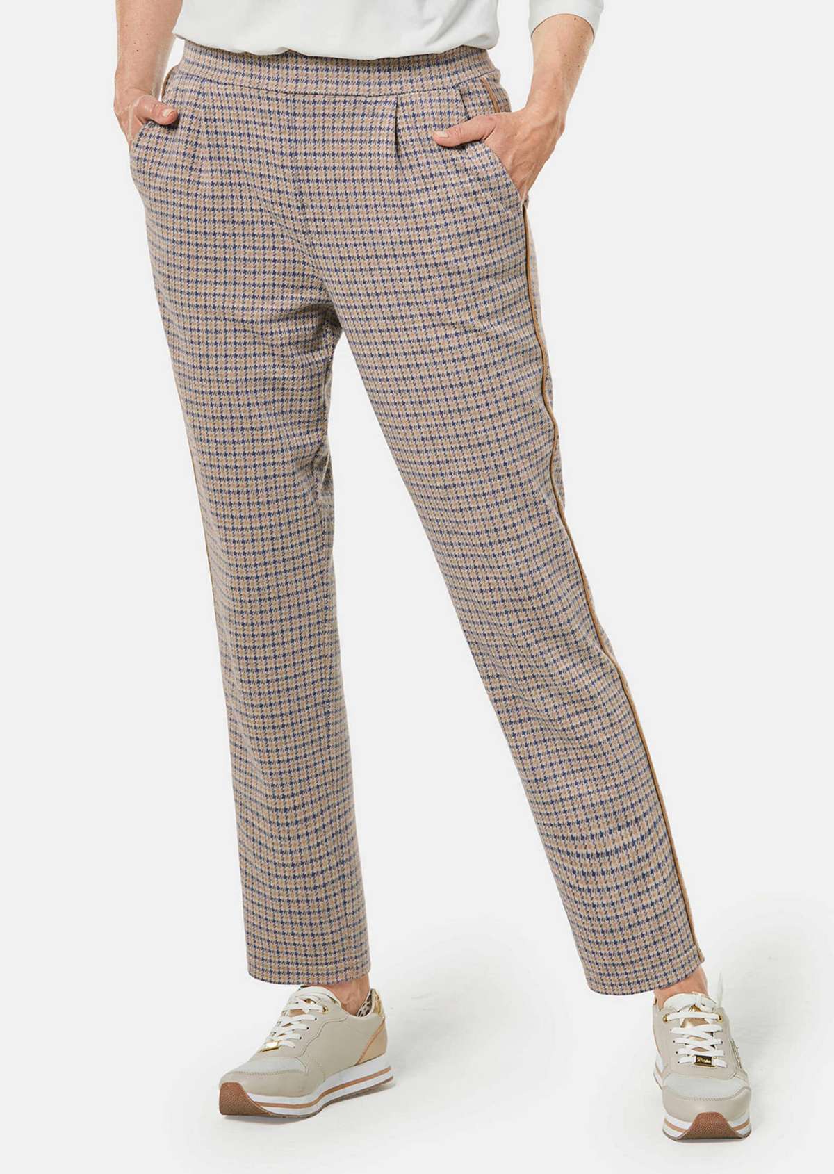 Струящиеся брюки без застежки LOUISA с контрастными полосками
