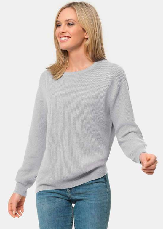 Кашемировый свитер рельефной вязки с круглым вырезом