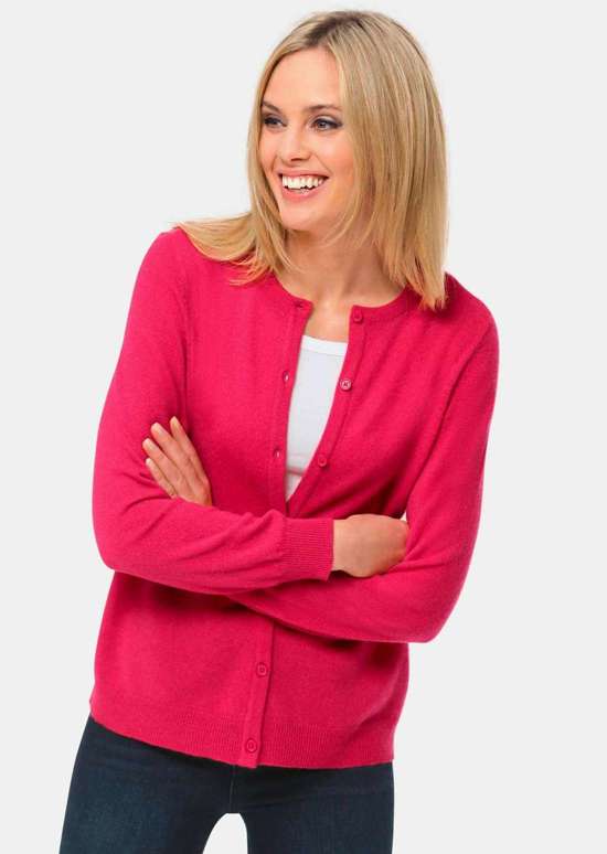 Приятный мягкий кашемировый кардиган с круглым вырезом