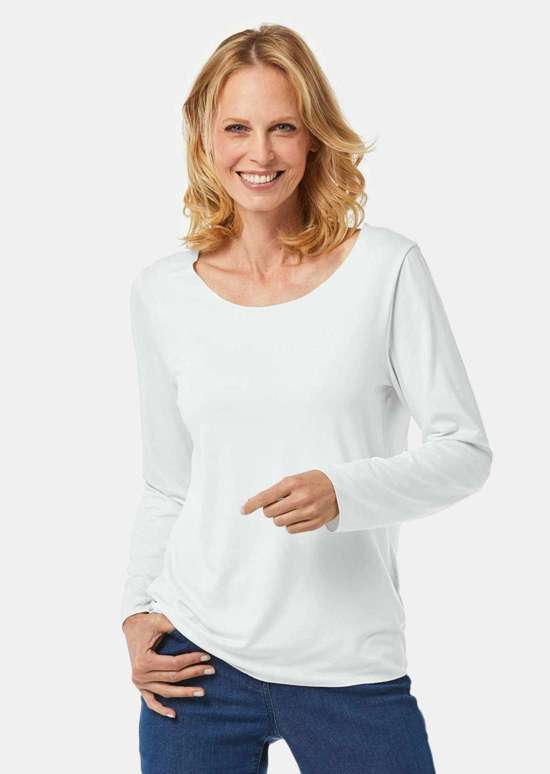 Комбинированная рубашка с длинными рукавами и декоративной каймой в тон.