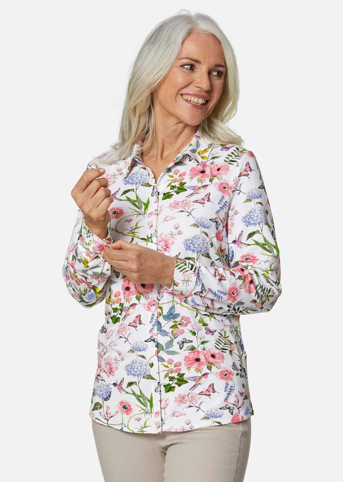 Выразительная трикотажная блузка на стрейче