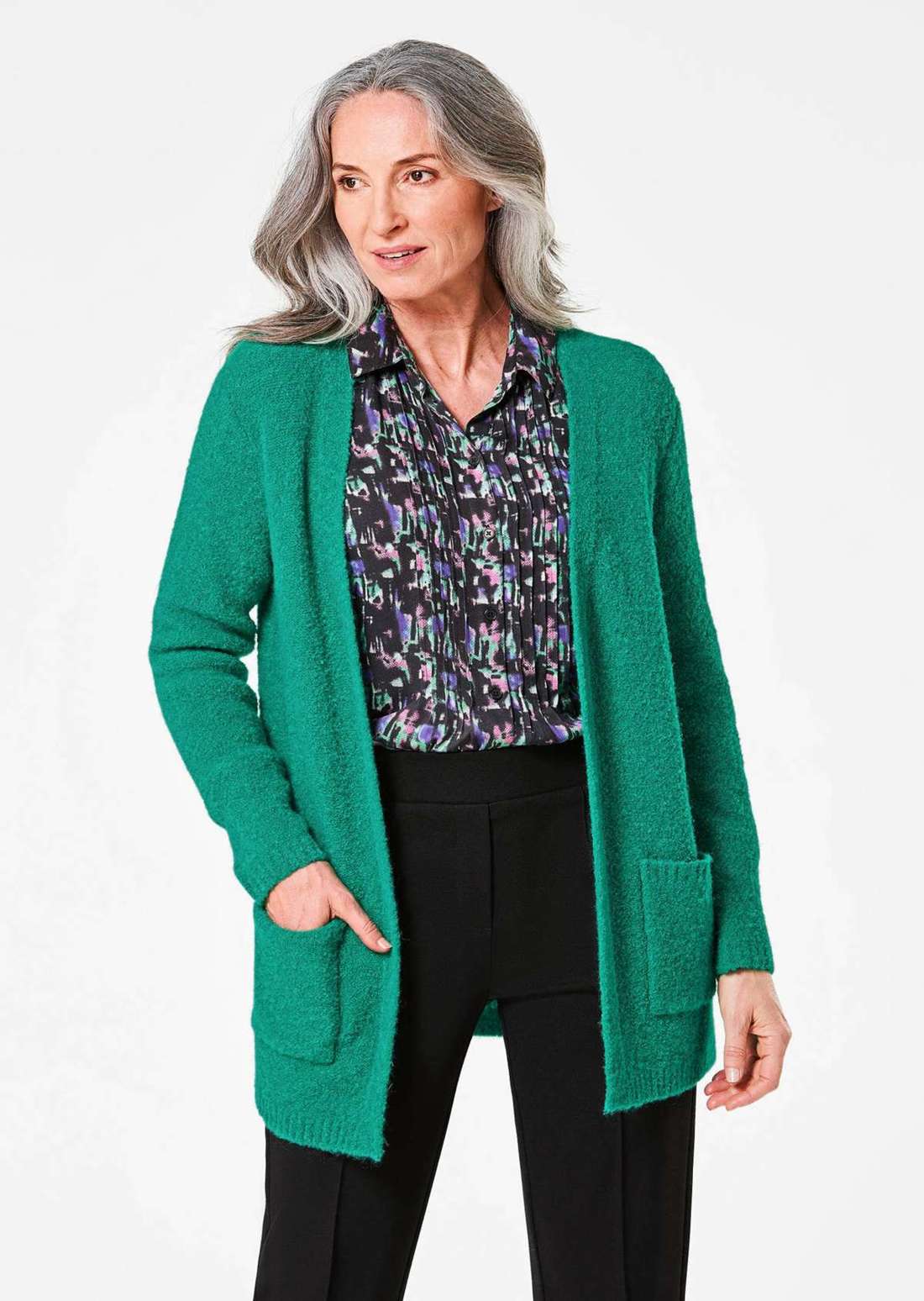 Повседневный кардиган из комфортной пряжи букле.