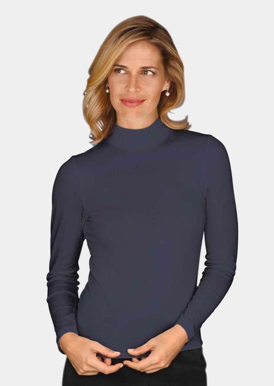 Рубашка с воротником стойкой и длинными рукавами