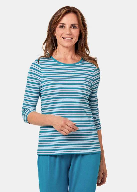 Полосатая рубашка с вырезом «лодочка»