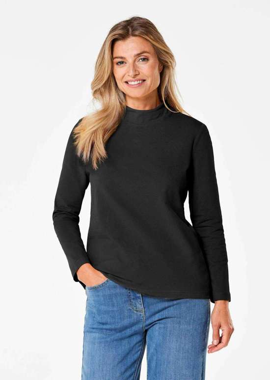 Рубашка с воротником стойкой и длинными рукавами