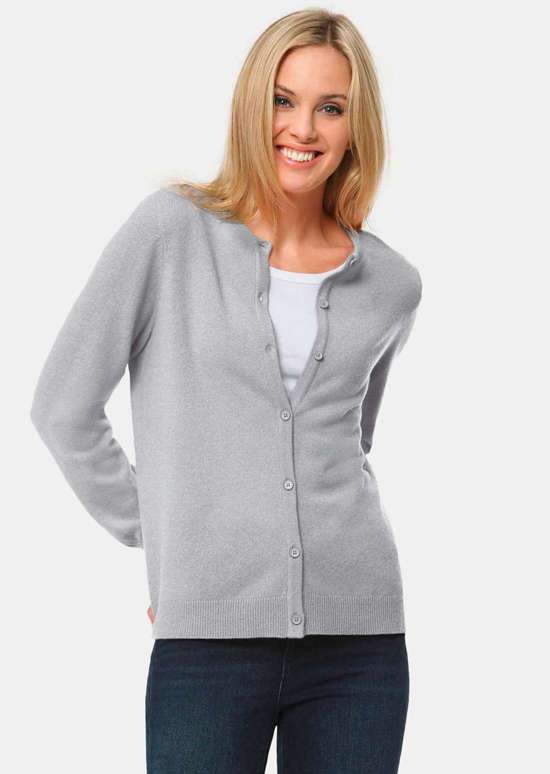 Приятный мягкий кашемировый кардиган с круглым вырезом