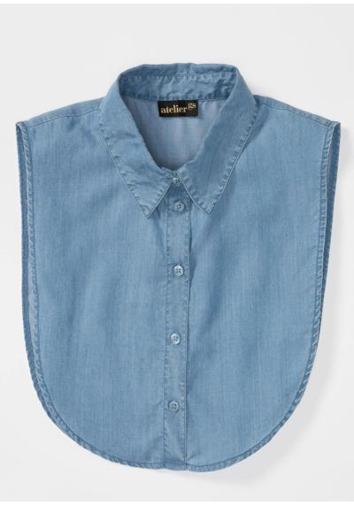 Модная блузка-воротник в джинсовом образе