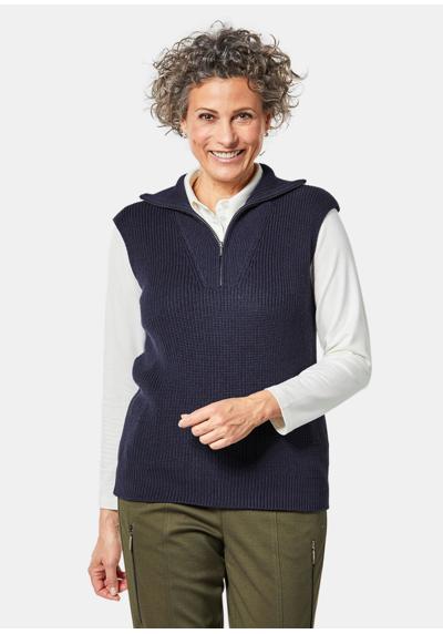 Модный жилет-свитер с тройным воротником.