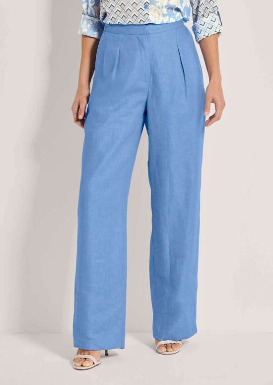 Широкие льняные брюки со складками