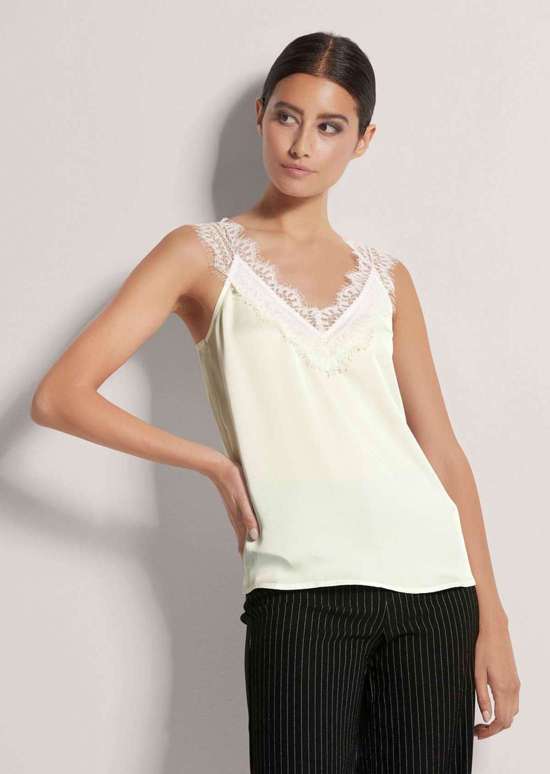 Атласный топ с кружевом