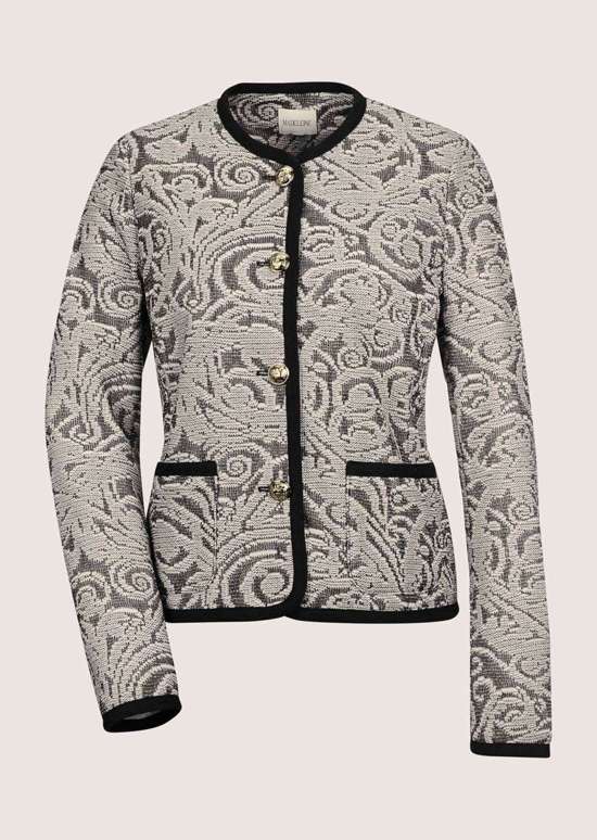 Короткий пиджак без воротника в стиле кутюр