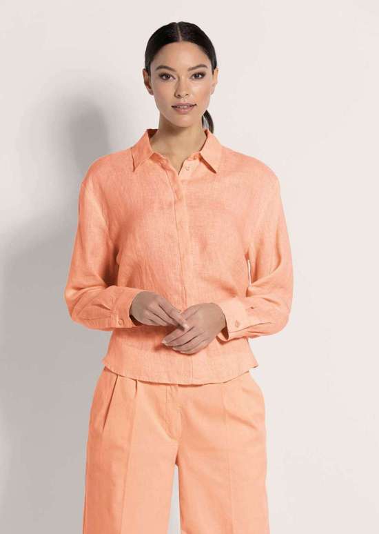 Длинная льняная блузка-рубашка