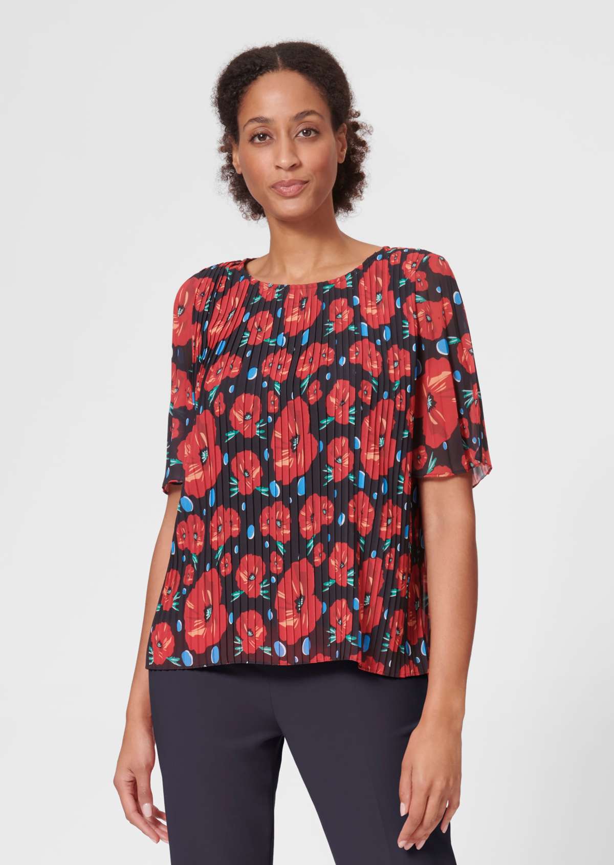 Плиссированная блузка с цветочным принтом