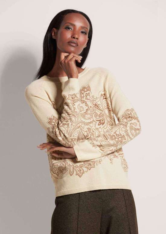 Кашемировый свитер с ценным принтом